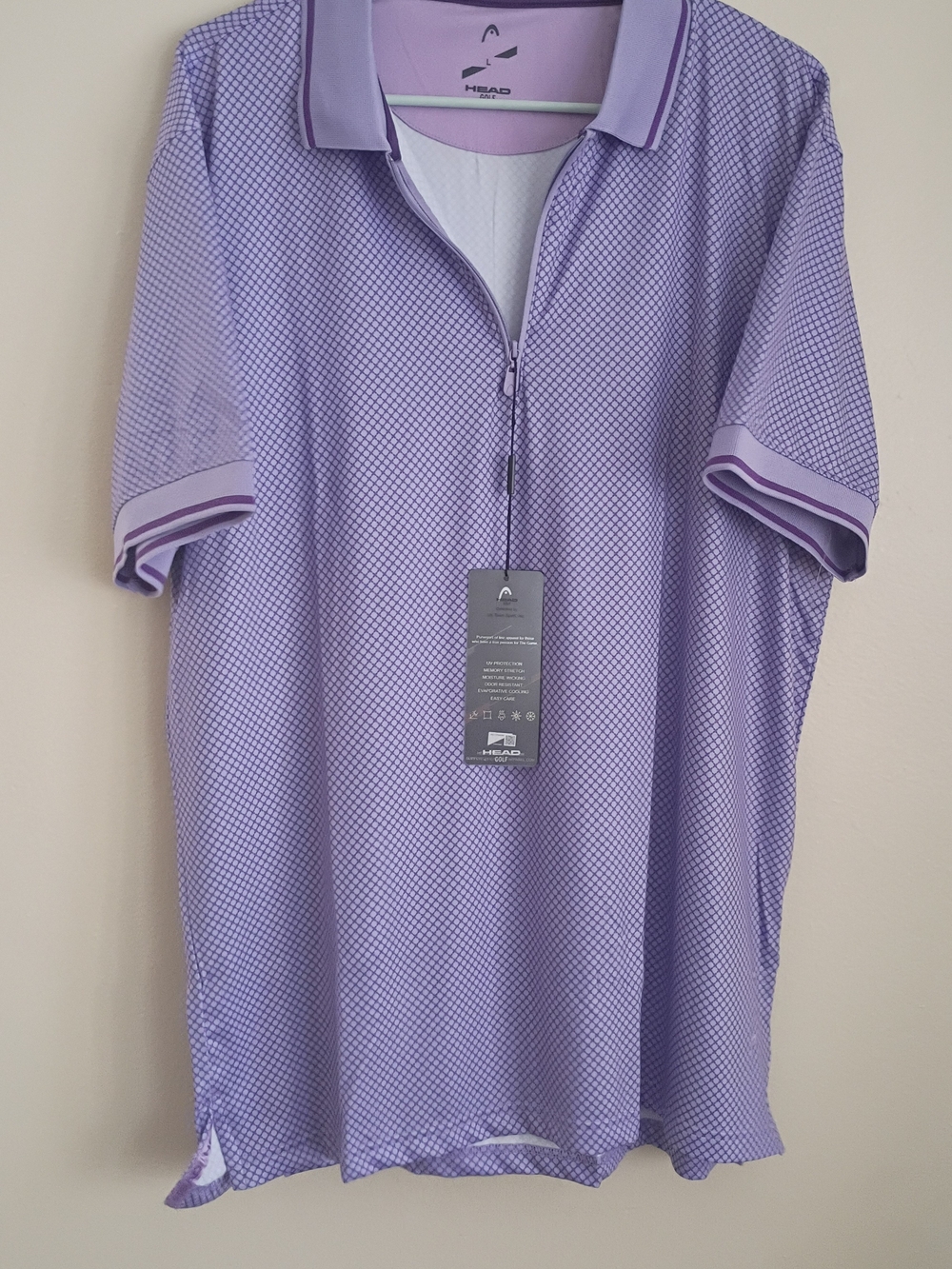 Head Men’s Light Purple Polo Zip Shirt with Contrast Trim